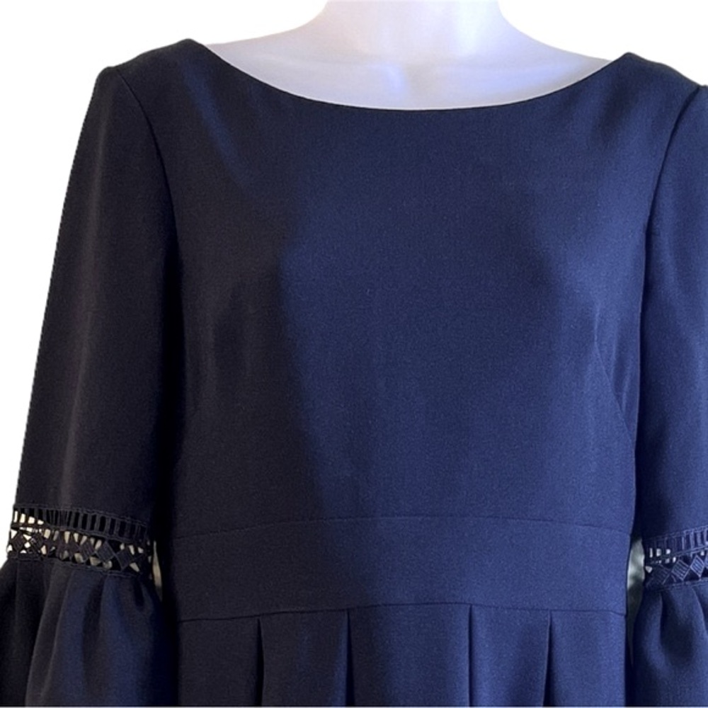 Eliza J Sz 4 Cocktail Dress Classic Classy Fit Flair Croched Eyelet Trim Black - Picture 5 of 16